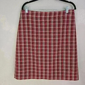 Ann Taylor Pencil Skirt Size 12 Pink and Black Checked Preppy